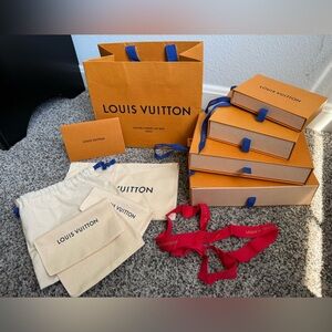 Louis Vuitton Empty Box Set Dust Bags Shopping Bag Ribbon LV Packaging Bundle